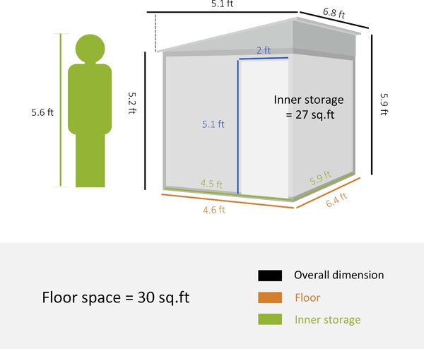 Outsunny 5 x 7FT Galvanised Metal Shed with Foundation, Lean to Tool Garden Shed with Sliding Doors and 2 Vents, White
