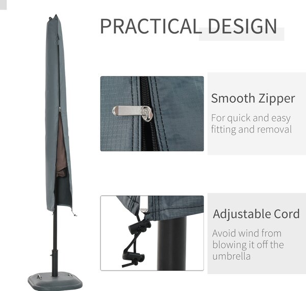Outsunny Offset Garden Parasol with Waterproof Cover, UV Protection, Easy to Use, Grey Aosom UK