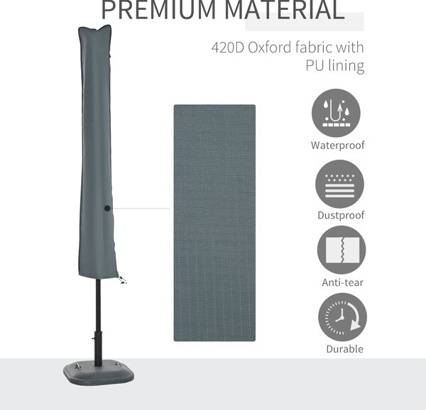 Outsunny Offset Garden Parasol with Waterproof Cover, UV Protection, Easy to Use, Grey Aosom UK