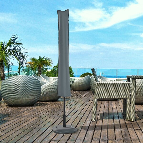 Outsunny Offset Garden Parasol with Waterproof Cover, UV Protection, Easy to Use, Grey Aosom UK