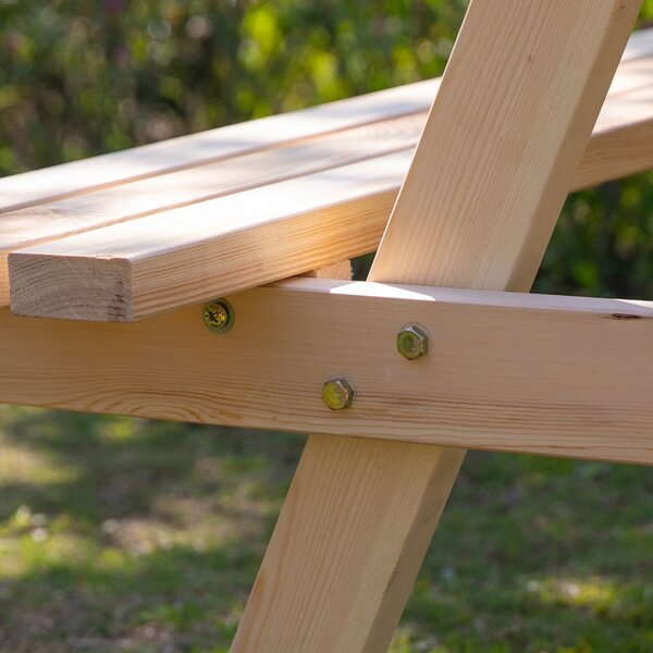 Outsunny 4-Seater Wooden Picnic Table, Outdoor Garden Bench with Parasol Cutout, 150cm, Durable Aosom UK