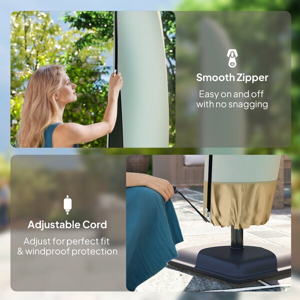 Outsunny Garden Parasol Cover Deluxe, Waterproof Outdoor Furniture Protector, Large, Cantilever Rain Shield, 56 x 220H cm Aosom UK