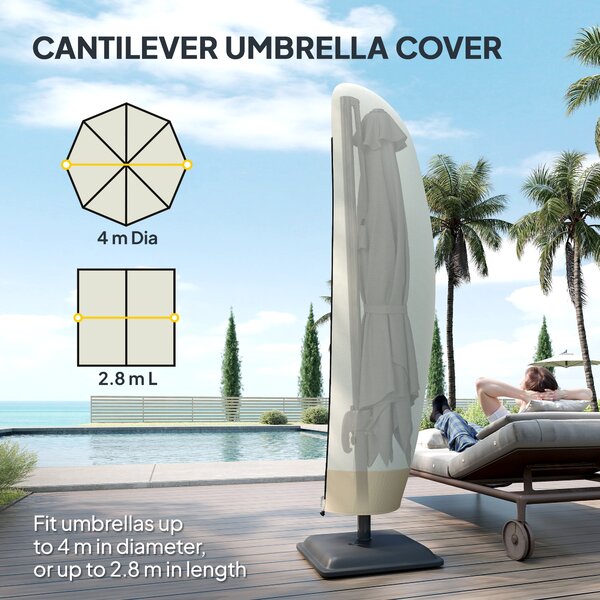 Outsunny Garden Parasol Cover Deluxe, Waterproof Outdoor Furniture Protector, Large, Cantilever Rain Shield, 56 x 220H cm Aosom UK
