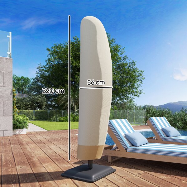 Outsunny Garden Parasol Cover Deluxe, Waterproof Outdoor Furniture Protector, Large, Cantilever Rain Shield, 56 x 220H cm Aosom UK