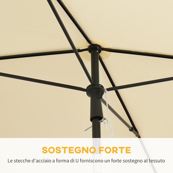Outsunny Rectangular Parasol: Aluminium Patio Umbrella with Tilt, 2M x 1.25M, Beige