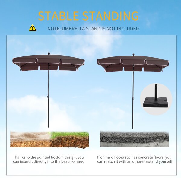 Outsunny Aluminum Umbrella Parasol-Brown