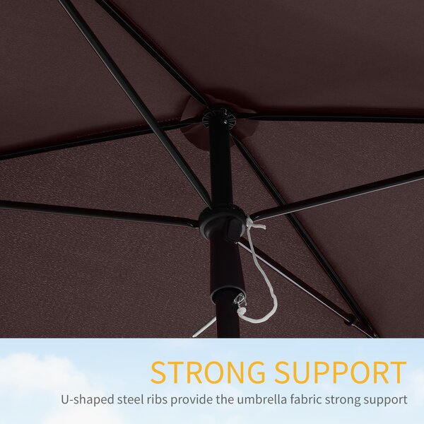 Outsunny Aluminum Umbrella Parasol-Brown