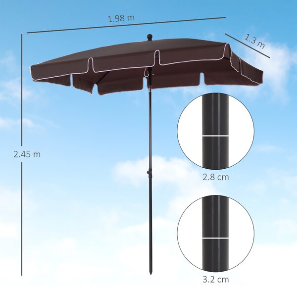 Outsunny Aluminum Umbrella Parasol-Brown