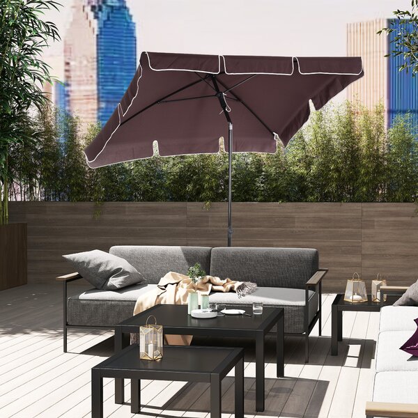Outsunny Aluminum Umbrella Parasol-Brown