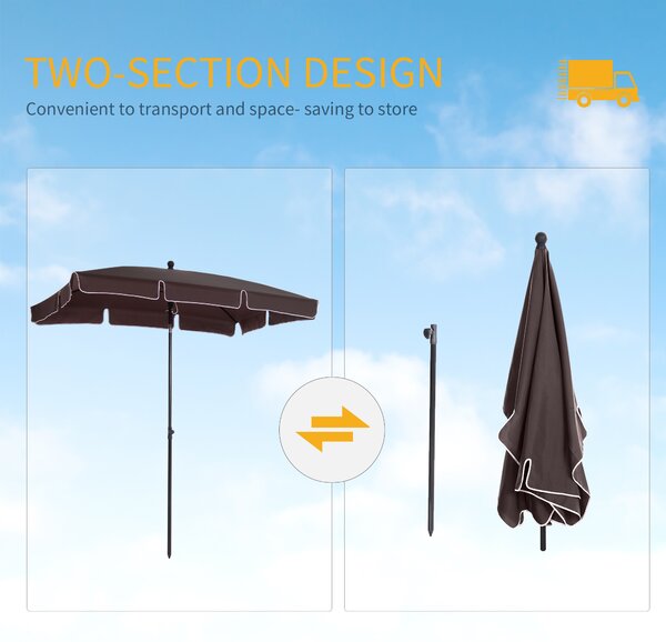 Outsunny Aluminum Umbrella Parasol-Brown