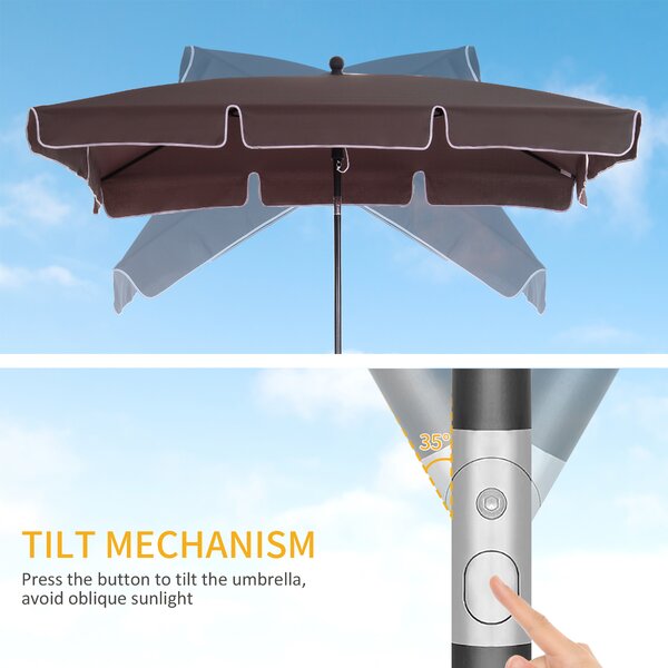 Outsunny Aluminum Umbrella Parasol-Brown
