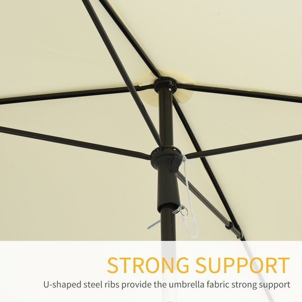 Outsunny Aluminium Sun Parasol, Garden Patio Umbrella with Tilt Mechanism, 2M x 1.25M, Cream White Aosom UK