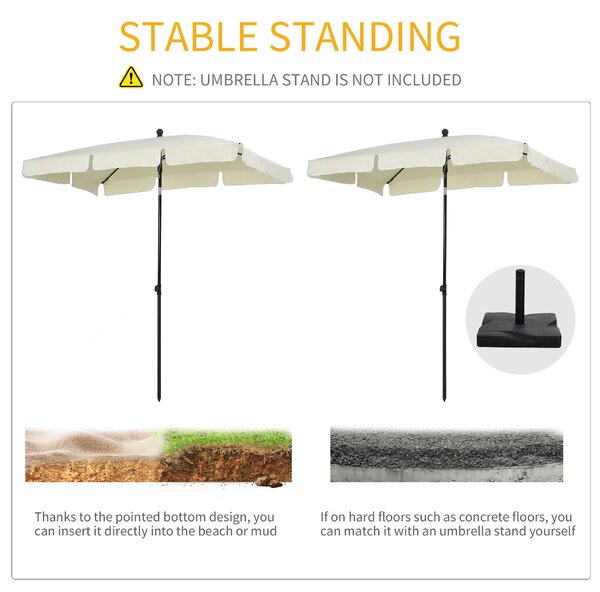 Outsunny Aluminium Sun Parasol, Garden Patio Umbrella with Tilt Mechanism, 2M x 1.25M, Cream White Aosom UK