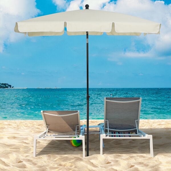 Outsunny Aluminium Sun Parasol, Garden Patio Umbrella with Tilt Mechanism, 2M x 1.25M, Cream White Aosom UK