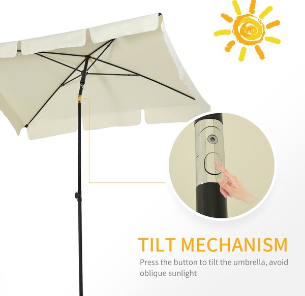 Outsunny Aluminium Sun Parasol, Garden Patio Umbrella with Tilt Mechanism, 2M x 1.25M, Cream White Aosom UK