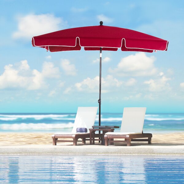 Outsunny Rectangular Patio Parasol: Red Aluminium Sun Umbrella with Tilt Function, 2M x 1.25M Shade Canopy Aosom UK