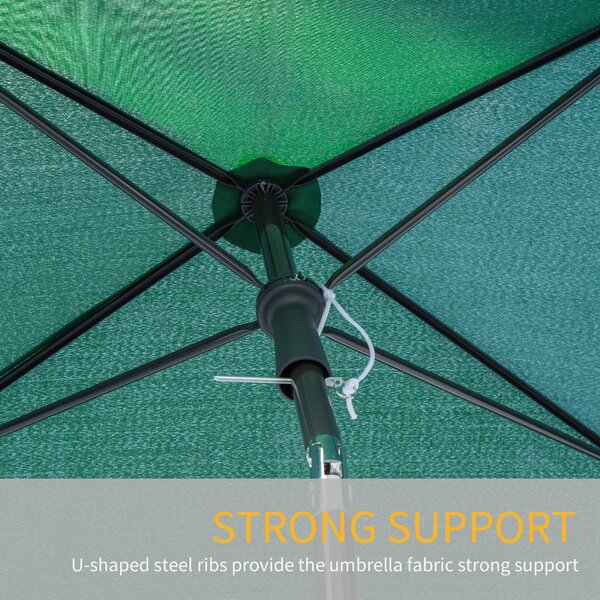 Outsunny Aluminous Rectangular Parasol: Tilting Patio Sunshade, 2M x 1.25M, Verdant Green