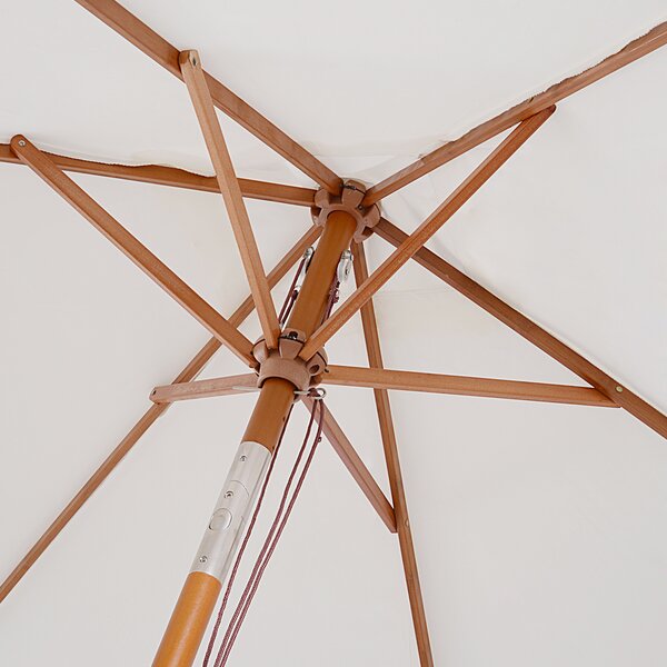 Outsunny Waterproof Garden Parasol, 2m x 1.5m, Fir Wooden Pole, 6 Ribs, Tilt Mechanism, Sunshade Canopy, Cream White Aosom UK