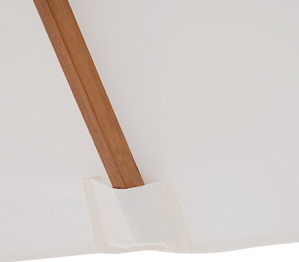 Outsunny Waterproof Garden Parasol, 2m x 1.5m, Fir Wooden Pole, 6 Ribs, Tilt Mechanism, Sunshade Canopy, Cream White Aosom UK