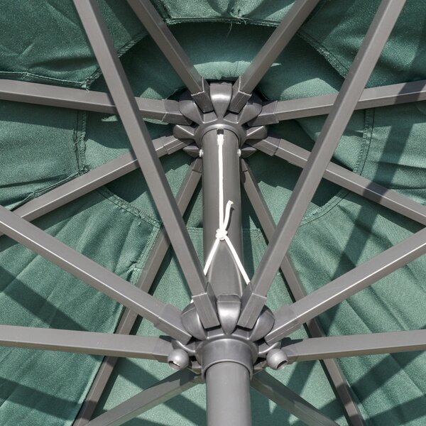 Outsunny Waterproof LED Patio Parasol: 2.7m Tilting Umbrella with Crank & 8 Ribs, Green Aosom UK