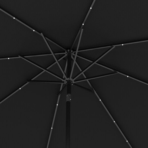 Outsunny 2.7m Outdoor Patio Garden Umbrella Parasol with Tilt Crank and 24 LEDs Lights, Black