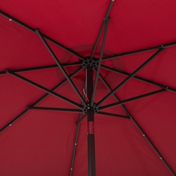 Outsunny 24 LED Solar Powered Parasol Umbrella-Wine Red Aosom UK