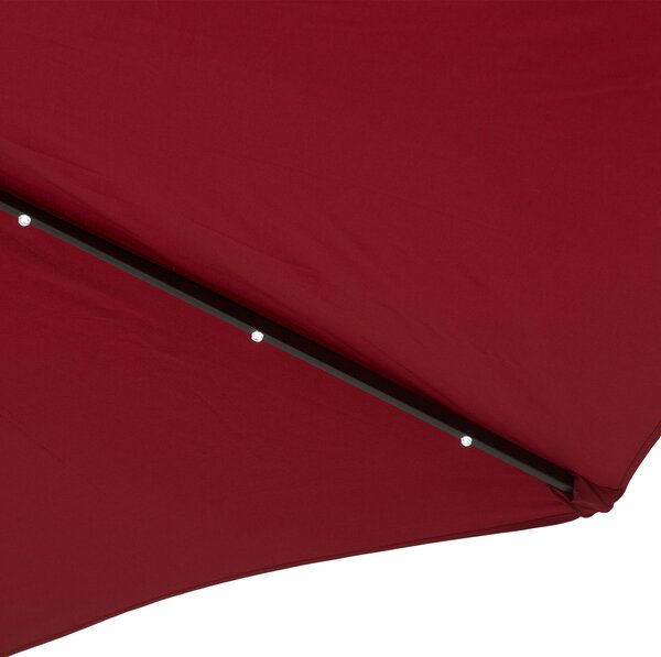 Outsunny 24 LED Solar Powered Parasol Umbrella-Wine Red Aosom UK