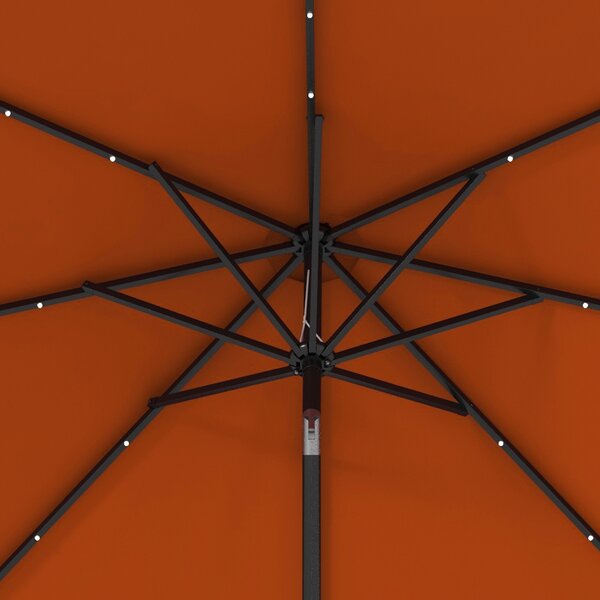 Outsunny 2.7m Outdoor Patio Garden Umbrella Parasol with Tilt Crank and 24 LEDs Lights, Orange