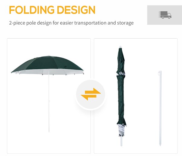 Outsunny All-Weather Beach Umbrella Shelteneer-Green Aosom UK