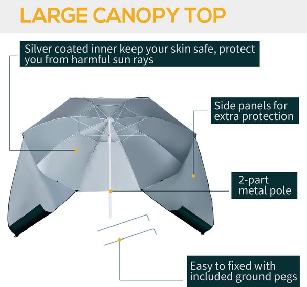 Outsunny All-Weather Beach Umbrella Shelteneer-Green Aosom UK