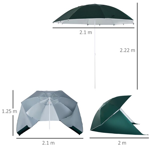 Outsunny All-Weather Beach Umbrella Shelteneer-Green Aosom UK