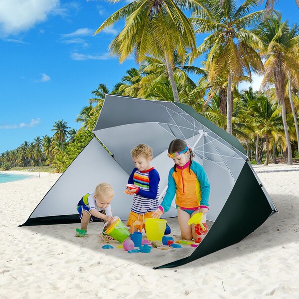 Outsunny All-Weather Beach Umbrella Shelteneer-Green Aosom UK