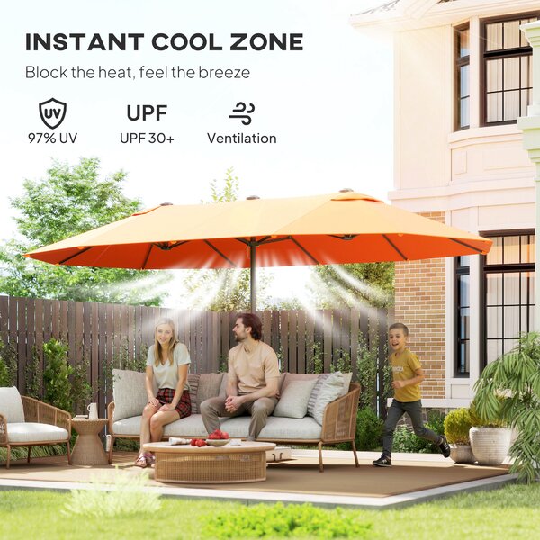 Outsunny 4.6m Double-Sided Garden Parasol - Orange