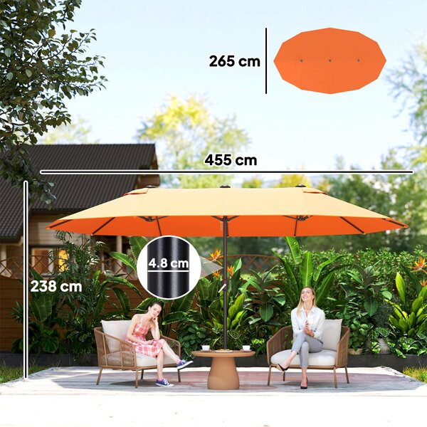 Outsunny 4.6m Double-Sided Garden Parasol - Orange