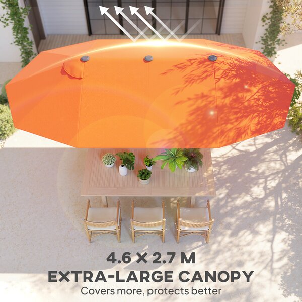 Outsunny 4.6m Double-Sided Garden Parasol - Orange