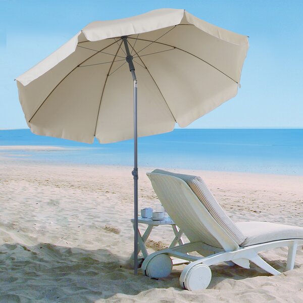 Outsunny Adjustable Beach Parasol: Elegant Cream Shade for Outdoor Relaxation, 2.2M Aosom UK
