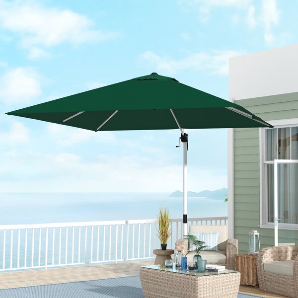 Outsunny Waterproof Cantilever Parasol Paradise: 3x3m Square Shade with Crank, Tilt, and 360° Rotation, Aluminium Frame, Green Aosom UK