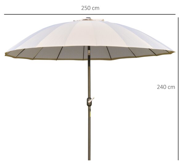 Outsunny Waterproof 255cm Patio Parasol Umbrella Outdoor Market Table Parasol with Push Button Tilt Crank and Sturdy Ribs for Garden Aosom UK