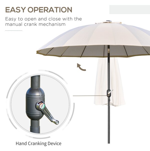 Outsunny Waterproof 255cm Patio Parasol Umbrella Outdoor Market Table Parasol with Push Button Tilt Crank and Sturdy Ribs for Garden Aosom UK