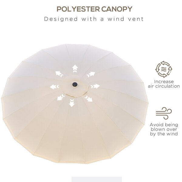 Outsunny Waterproof 255cm Patio Parasol Umbrella Outdoor Market Table Parasol with Push Button Tilt Crank and Sturdy Ribs for Garden Aosom UK