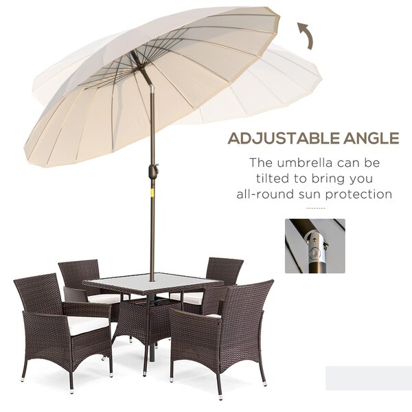 Outsunny Waterproof 255cm Patio Parasol Umbrella Outdoor Market Table Parasol with Push Button Tilt Crank and Sturdy Ribs for Garden Aosom UK