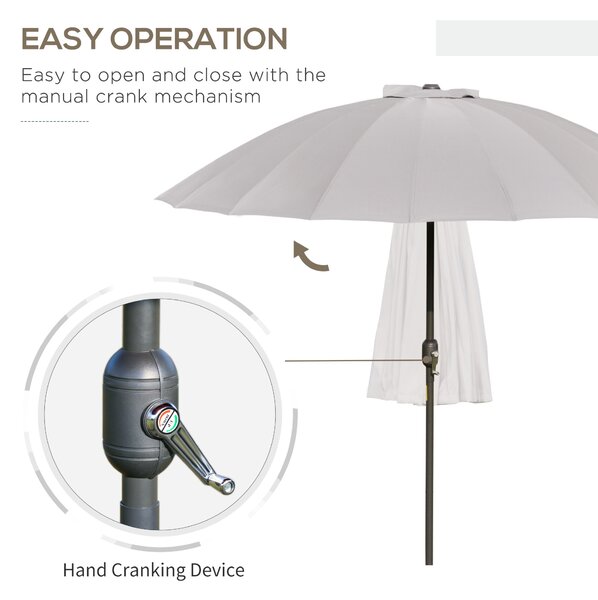 Outsunny Waterproof 2.5m Adjustable Outdoor Garden Parasol Umbrella Sun Shade with Crank & Tilt, Light Grey Aosom UK