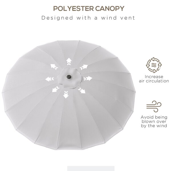 Outsunny Waterproof 2.5m Adjustable Outdoor Garden Parasol Umbrella Sun Shade with Crank & Tilt, Light Grey Aosom UK