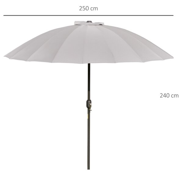 Outsunny Waterproof 2.5m Adjustable Outdoor Garden Parasol Umbrella Sun Shade with Crank & Tilt, Light Grey Aosom UK