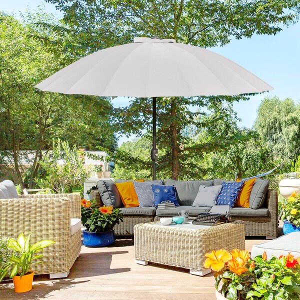 Outsunny Waterproof 2.5m Adjustable Outdoor Garden Parasol Umbrella Sun Shade with Crank & Tilt, Light Grey Aosom UK