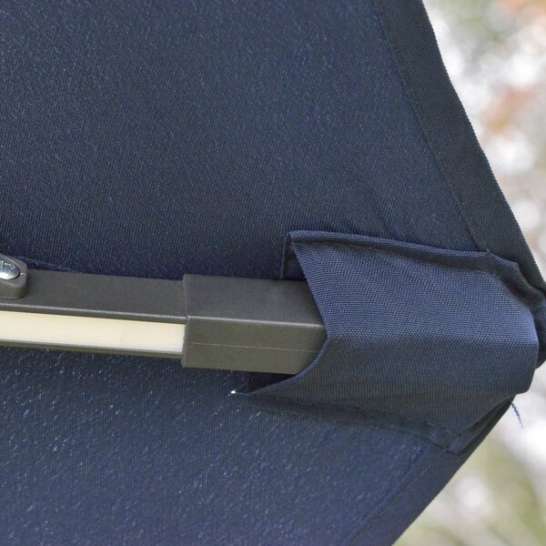 Outsunny Waterproof 3(m) Cantilever Roma Parasol Garden Sun Umbrella Outdoor Patio with LED Solar Light Cross Base 360° Rotating, Blue Aosom UK