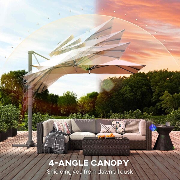 Outsunny 3 x 3m Sun Shade Sail with Adjustable Poles, Outdoor Patio Shade Canopy, Angle Adjustable UV Protection Sun Shelter for Garden & Backyard, Khaki Aosom UK