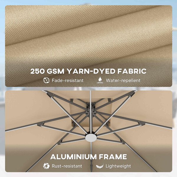 Outsunny 3 x 3m Sun Shade Sail with Adjustable Poles, Outdoor Patio Shade Canopy, Angle Adjustable UV Protection Sun Shelter for Garden & Backyard, Khaki Aosom UK