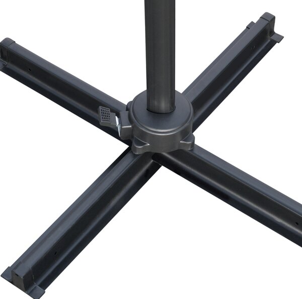 Outsunny 2.7 x 2.7 m Cantilever Parasol, Square Overhanging Umbrella with Cross Base, Crank Handle, Tilt, 360° Rotation and Aluminium Frame, Grey