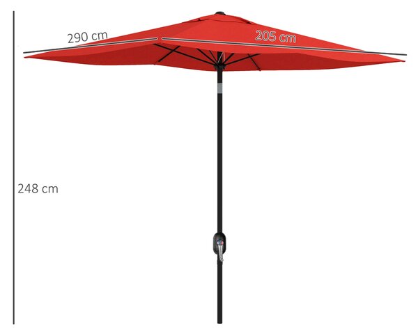 Outsunny 2 x 3(m) Garden Parasol Umbrella, Rectangular Outdoor Market Umbrella Sun Shade with Crank & Push Button Tilt, 6 Ribs, Wine Red